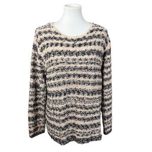 J. Jill Nubby Chunky Knit Beige/navy striped sweater size M